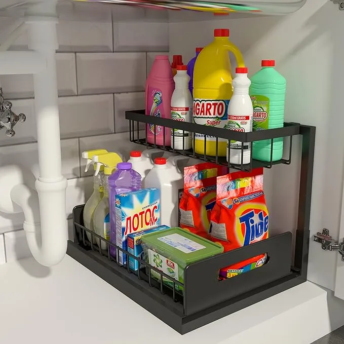 REALINN Under Sink Organizer 2 Tier Slide